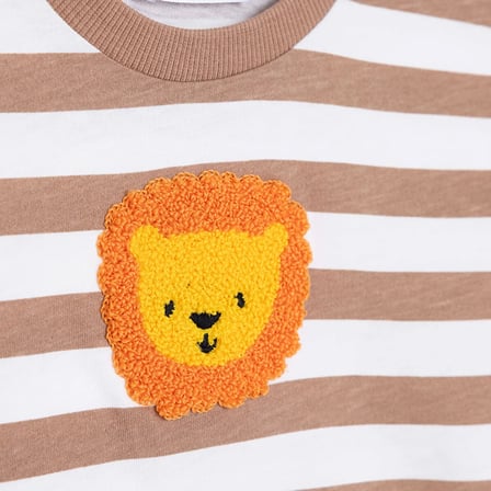 HelloBaby Erkek Bebek Tişört-Pantolon Hayvan Baskılı Bisiklet Yaka Long Sleeve Lastikli