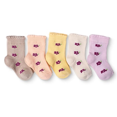 HelloBaby Kız Bebek 5li Soket Çorap Çiçek Baskılı
