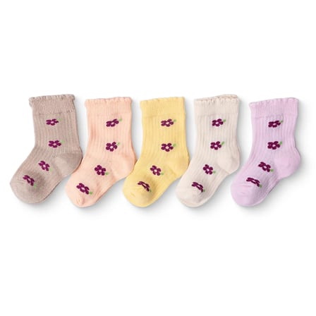 HelloBaby Kız Bebek 5li Soket Çorap Çiçek Baskılı