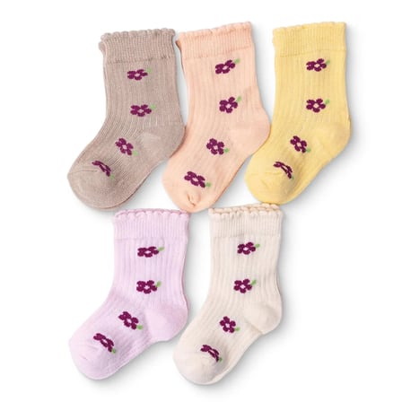 HelloBaby Kız Bebek 5li Soket Çorap Çiçek Baskılı