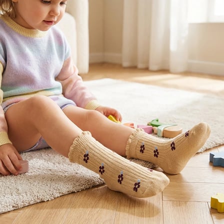 HelloBaby Kız Bebek 5li Soket Çorap Çiçek Baskılı