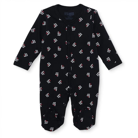 HelloBaby Unisex Tulum Slogan Baskılı Çıtçıtlı Bisiklet Yaka Uzun Kol Patikli