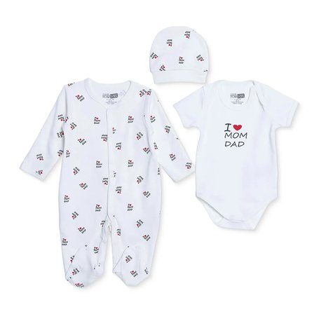 HelloBaby Unisex Tulum-Body-Şapka Slogan Baskılı Çıtçıtlı Bisiklet Yaka Uzun Kol Patikli