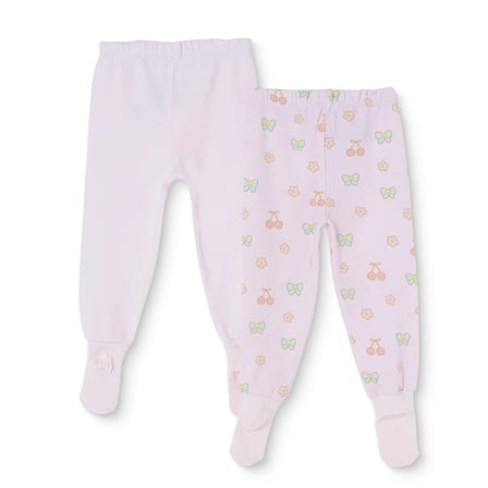 HelloBaby Kız Bebek 2li Pantolon Kiraz Baskılı Çoraplı