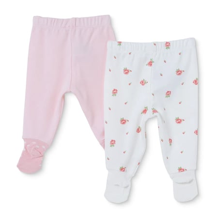 HelloBaby Kız Bebek 2li Pantolon Çiçek Baskılı Çoraplı