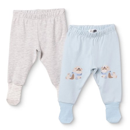 HelloBaby Erkek Bebek 2li Pantolon Hayvan Baskılı Çoraplı