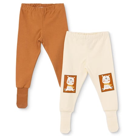 HelloBaby Erkek Bebek 2li Pantolon Hayvan Baskılı Çoraplı