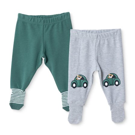 HelloBaby Erkek Bebek 2li Pantolon Araba Baskılı Çoraplı