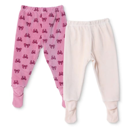 HelloBaby Kız Bebek 2li Pantolon Fiyonk Baskılı Çoraplı