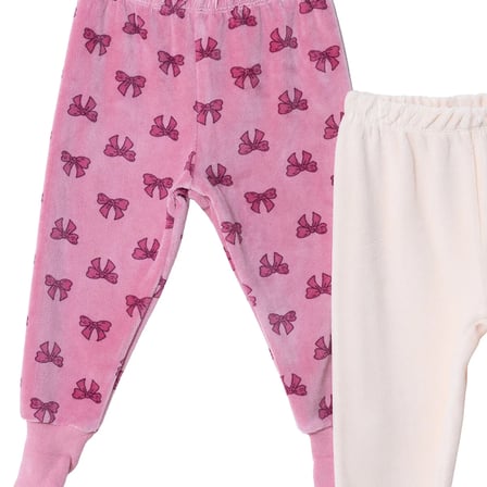 HelloBaby Kız Bebek 2li Pantolon Fiyonk Baskılı Çoraplı