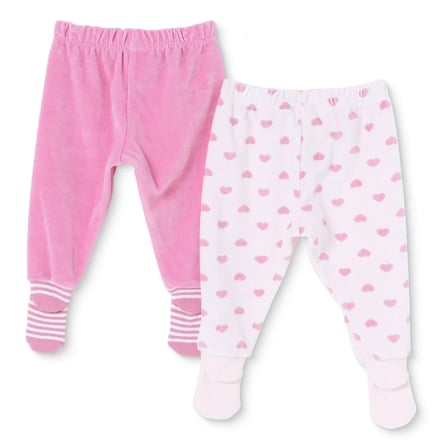 HelloBaby Kız Bebek 2li Pantolon Kalp Baskılı Çoraplı