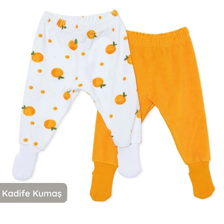 HelloBaby Kız Bebek 2li Pantolon Meyve Baskılı Çoraplı