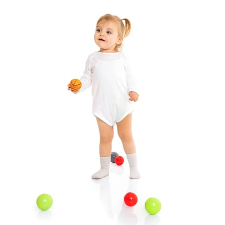 HelloBaby Unisex Beyaz Body Çıtçıtlı Bisiklet Yaka Uzun Kol Beyaz %100 Pamuk