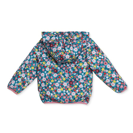 HelloBaby Kız Bebek Mont Çiçek Baskılı Fermuarlı Kapüşonlu Long Sleeve