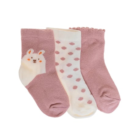 HelloBaby Kız Bebek 3lü Soket Çorap Çiçek Baskılı