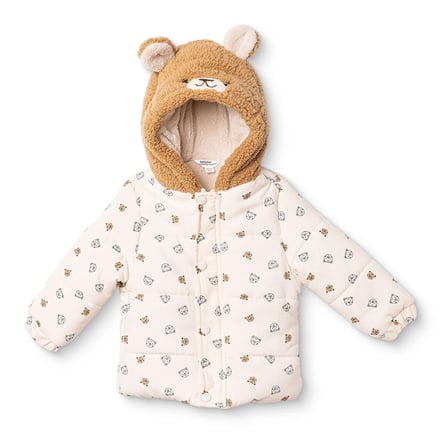 Midimod Erkek Bebek Mont Kaplan Baskılı Fermuarlı Kapüşonlu Long Sleeve