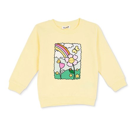 HelloBaby Kız Bebek Sweatshirt Çiçek Baskılı Bisiklet Yaka Long Sleeve