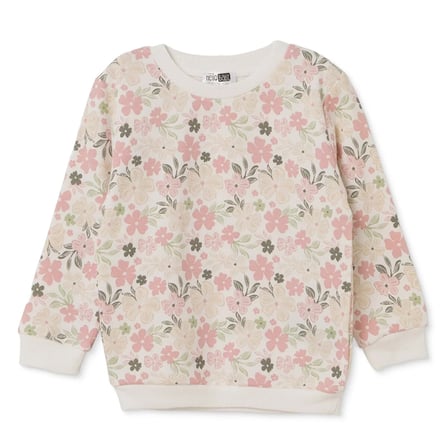 HelloBaby Kız Bebek Sweatshirt Çiçek Baskılı Bisiklet Yaka Long Sleeve