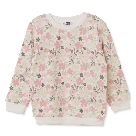 HelloBaby Kız Bebek Sweatshirt Çiçek Baskılı Bisiklet Yaka Long Sleeve