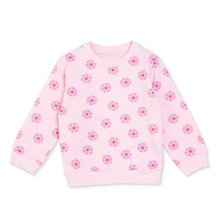 HelloBaby Kız Bebek Sweatshirt Çiçek Baskılı Bisiklet Yaka Long Sleeve