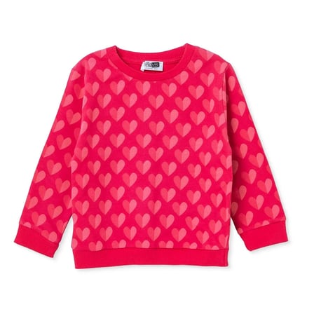 HelloBaby Kız Bebek Sweatshirt Kalp Baskılı Bisiklet Yaka Long Sleeve