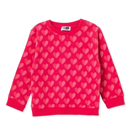 HelloBaby Kız Bebek Sweatshirt Kalp Baskılı Bisiklet Yaka Long Sleeve