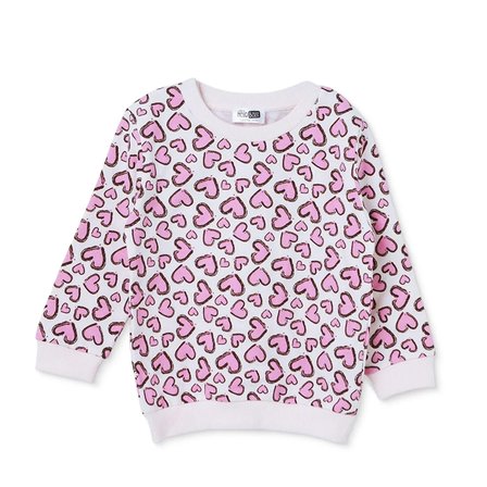 HelloBaby Kız Bebek Sweatshirt Kalp Baskılı Bisiklet Yaka Long Sleeve