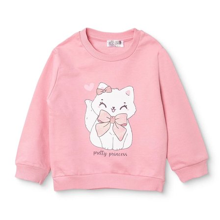 HelloBaby Kız Bebek Sweatshirt Hayvan Baskılı Bisiklet Yaka Long Sleeve