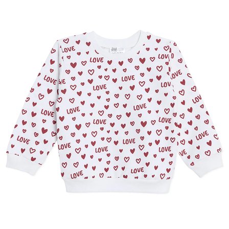HelloBaby Kız Bebek Sweatshirt Kalp Baskılı Bisiklet Yaka Long Sleeve