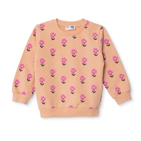 HelloBaby Kız Bebek Sweatshirt Çiçek Baskılı Bisiklet Yaka Long Sleeve