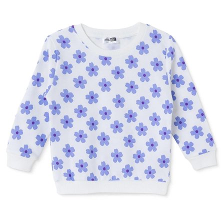 HelloBaby Kız Bebek Sweatshirt Çiçek Baskılı Bisiklet Yaka Uzun Kol
