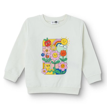 HelloBaby Kız Bebek Sweatshirt Hayvan Baskılı Bisiklet Yaka Uzun Kol