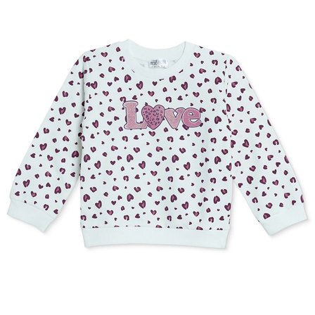HelloBaby Kız Bebek Sweatshirt Kalp Baskılı Bisiklet Yaka Long Sleeve