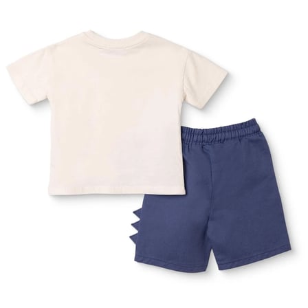 Mothercare Erkek Bebek Tişört-Şort Dinozor Baskılı Bisiklet Yaka Kısa Kol Duble
