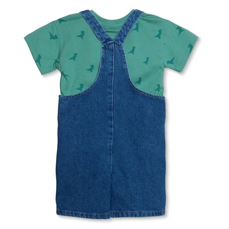 Mothercare Erkek Bebek Şort Salopet-Tshirt Dinozor Baskılı Düğmeli Bisiklet Yaka Kısa Kol Reçme