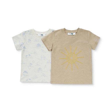 Mothercare Erkek Bebek 2li Tişört Güneş Baskılı Bisiklet Yaka Kısa Kol