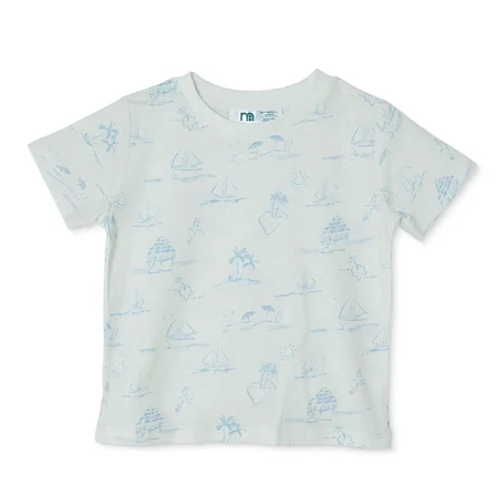 Mothercare Erkek Bebek 2li Tişört Güneş Baskılı Bisiklet Yaka Kısa Kol