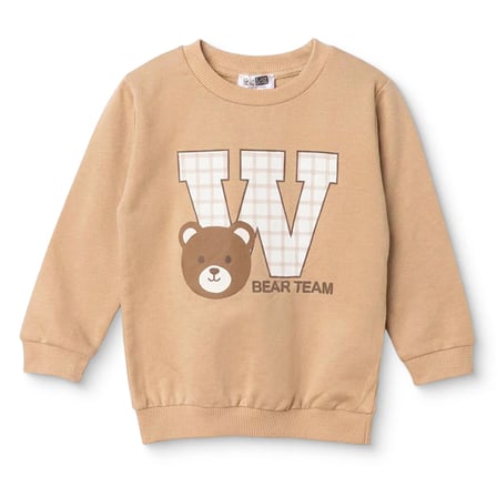 HelloBaby Erkek Bebek Sweatshirt Ayı Baskılı Bisiklet Yaka Long Sleeve
