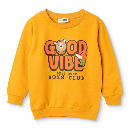 HelloBaby Erkek Bebek Sweatshirt Hayvan Baskılı Bisiklet Yaka Uzun Kol