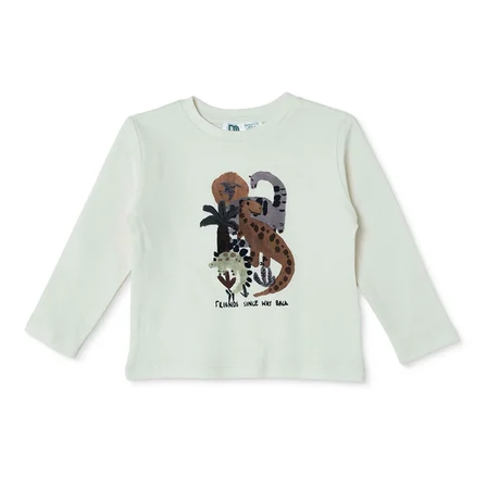 Mothercare Erkek Bebek Tişört-Pantolon Dinozor Baskılı Bağcıklı Bisiklet Yaka Uzun Kol Duble