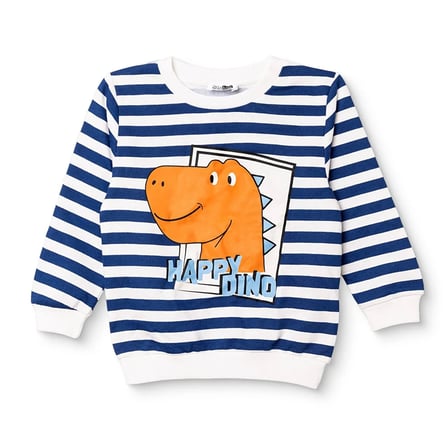 HelloBaby Erkek Bebek Sweatshirt Dinozor Baskılı Bisiklet Yaka Uzun Kol