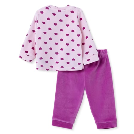 HelloBaby Kız Bebek Kadife Sweatshirt-Alt Kalp Baskılı Çıtçıtlı Bisiklet Yaka Uzun Kol Patiksiz