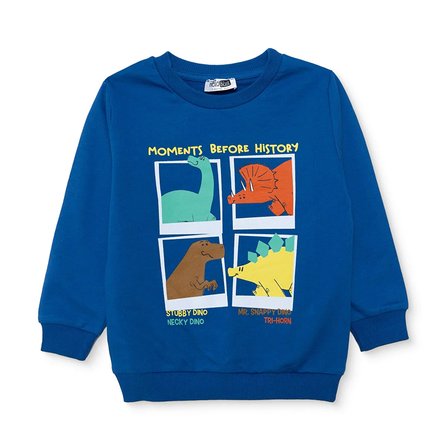 hellobaby erkek bebek sweatshirt dinozor baskılı bisiklet yaka uzun kol