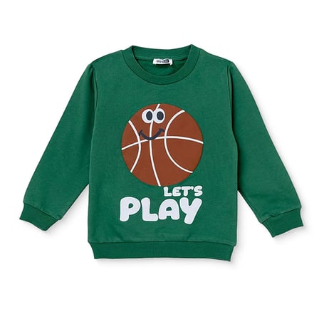 HelloBaby Erkek Bebek Sweatshirt Slogan Baskılı Bisiklet Yaka Uzun Kol