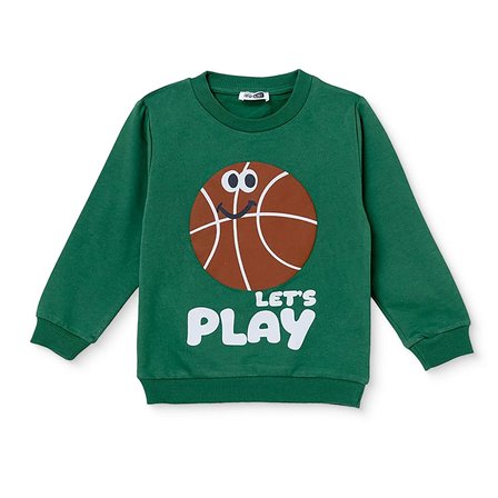 HelloBaby Erkek Bebek Sweatshirt Slogan Baskılı Bisiklet Yaka Uzun Kol