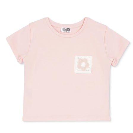 HelloBaby Kız Bebek Tişört Çiçek Baskılı Bisiklet Yaka Kısa Kol