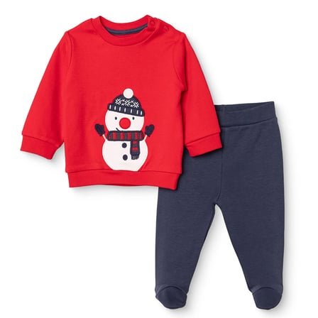 HelloBaby Erkek Bebek Sweatshirt-Alt Yeniyıl Baskılı Çıtçıtlı Bisiklet Yaka Uzun Kol Patikli