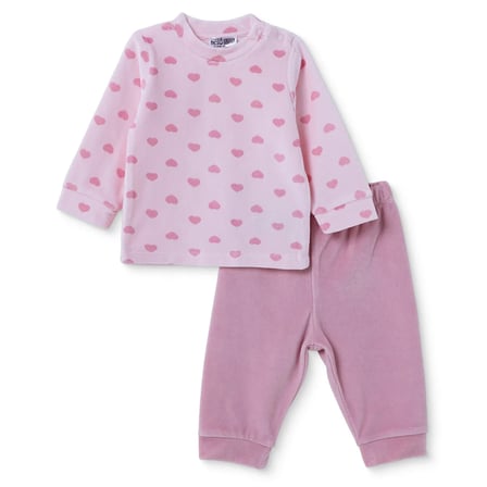 HelloBaby Kız Bebek Kadife Sweatshirt-Alt Kalp Baskılı Çıtçıtlı Bisiklet Yaka Uzun Kol Patiksiz