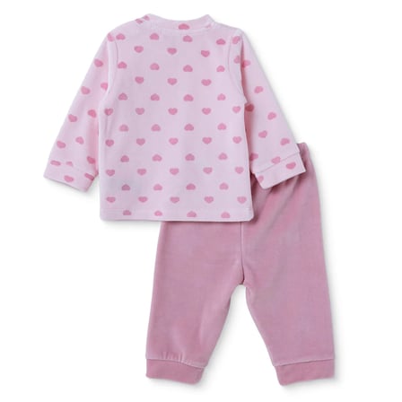 HelloBaby Kız Bebek Kadife Sweatshirt-Alt Kalp Baskılı Çıtçıtlı Bisiklet Yaka Uzun Kol Patiksiz