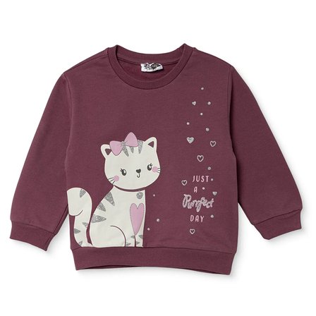 HelloBaby Kız Bebek Sweatshirt Hayvan Baskılı Bisiklet Yaka Long Sleeve